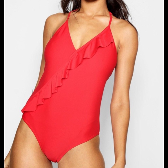 Red Ruffle Swimsuit - Picture 3 of 5